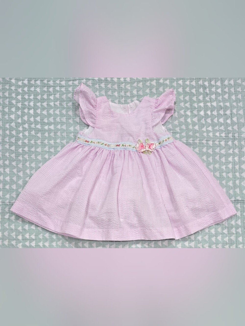 Laura Ashley Seersucker Dress - 3-6M